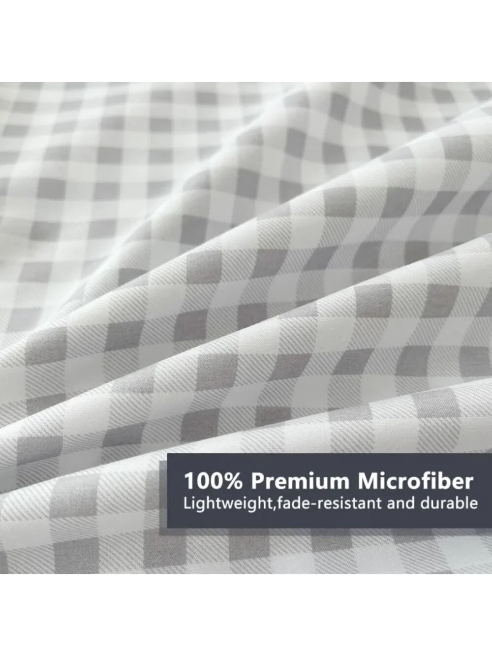 Light Grey Gingham Queen Sheet Set | Soft Cotton Bedding | Cozy Home Essentials
